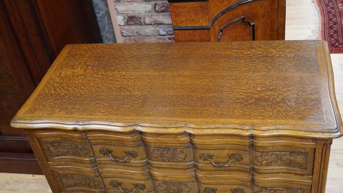 Vintage French Carved Oak Chest of Drawers