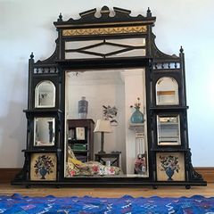 1886 Victorian Aesthetic Movement Ebonised & Gilt Overmantel Mirror