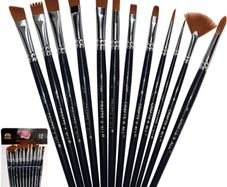 All Paint Brushes 12 Set Professional Paint Brush Round Pointed Tip Nylon Hair Artist Acrylic Brush for Acrylic Watercolor Oil Painting (FREE POSTAGE)