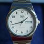 Vintage Q&Q Quartz Watch Men Silver White Day Date Analog New Battery works well Image 3