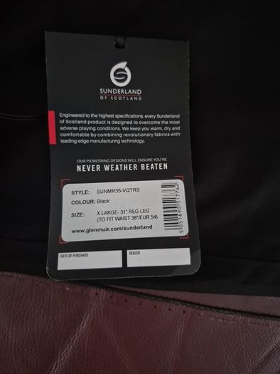 Sunderland Waterproof trousers XL New