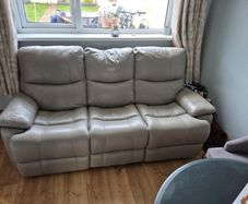 Grey 3 Seater Leather Recliner Sofa