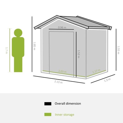 NEW SALE 185H x 213L x 130Wcm Lockable Garden Shed Large Patio Roofed Tool Metal Storage Building Foundation Sheds Box Outdoor Furniture, Yellow