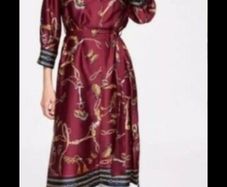 dress Bnwt Zara burgundy scarf print shirt dress with side slits small