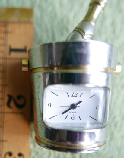 Vintage Miniature Wine Bucket Champagne Clock Linden Quartz Japan Movement - works well