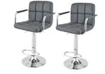 2pcs Adjustable Height Bar Stool Stainless Steel With Armrest Footrest