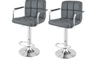 2pcs Adjustable Height Bar Stool Stainless Steel With Armrest Footrest