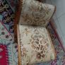 Vintage Louis XV style Chair and rocking footstool beautiful upholstery and wood carved base Image 3