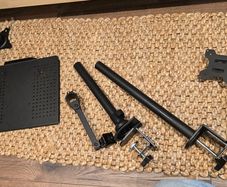 multiple Desk monitor, laptop, speakers stand