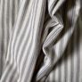 2.3 metres of washed cotton ticking stripe fabric in dove grey Image 7