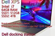 Dell XPS i7 + nVidia GPU, 64GB RAM, 4.5TB SSD + Dell docking station