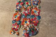 multi-color embroidered floral fabric trim /lace ribbon.