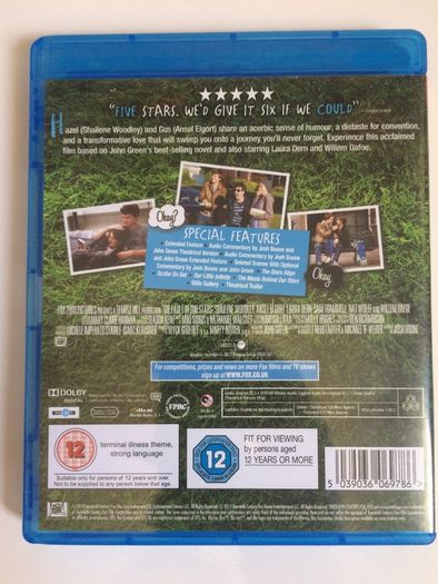 The Fault In Our Stars (2014) Shailene Woodley, Andel Elgort, Laura Dern & Willem Dafoe [Blu-ray Movie]