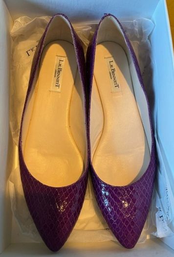 LK Bennett purple leather pointed flats Sz 41 ( Fit 7 - 7.5 UK) Rrp 229 (New)