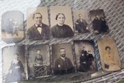8 tintype antique photos, 1800s, playing card sized, post 4e D18