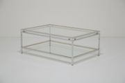 Vintage Two Tier Chrome and Brass Coffee Table, Attributed to Renato Zevi, Italy, 1970s