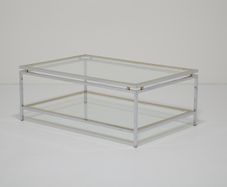 Vintage Two Tier Chrome and Brass Coffee Table, Attributed to Renato Zevi, Italy, 1970s