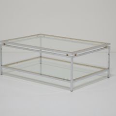 Vintage Two Tier Chrome and Brass Coffee Table, Attributed to Renato Zevi, Italy, 1970s