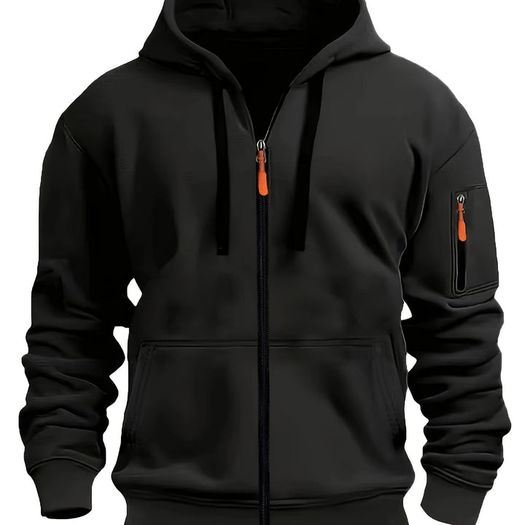 Casual Autumn/Winter Zip-Up Long Sleeve Unisex Sweatshirt