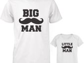 Dad and Baby Matching White T-Shirt and Bodysuit Set - Big Man and Little Man