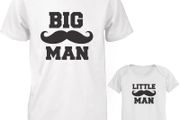 Dad and Baby Matching White T-Shirt and Bodysuit Set - Big Man and Little Man