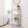 _bathroom shelf, standing shelf, kitchen shelf, hallway shelf, living room shelf, plant shelf with 4 shelves made of tempered glass, stable, easy to assemble, living room, bedroom, office, gold-colored Image 3