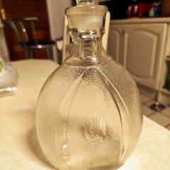 vintage frosted glass decanter. retro vibe