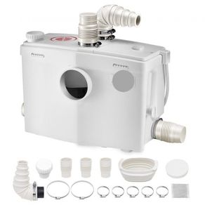 Macerator Pump, 1200W, 180 L/min(48 GPM) Flow, 33 ft/10 m Head, Macerator Sewerage Toilet Pump with 4 Water Inlets,