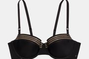 BNWT Donna Karan Black balconette underwired padded  bra size UK32DD EU70E Free post