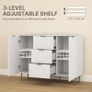 2-Door Sideboard with 3 Drawers and Adjustable Shelves - White Image 6