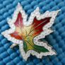 Antique  Large Sterling Silver Enamel Maple Leaf Brooch Image 2