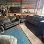 Black corner sofa with matching 2 seater Image 4