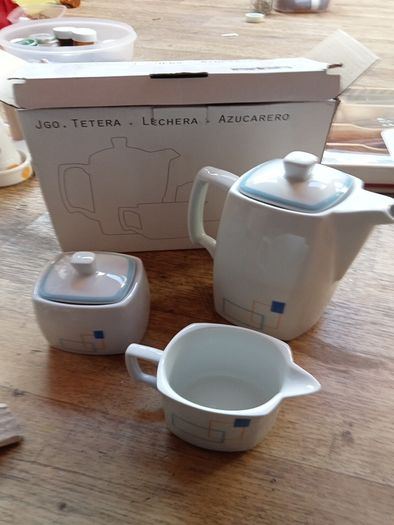 coffee pot, milk jug, and sugar bowl brand new in box