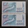1991 Central Bank of Ireland 20 Pound Notes in Sequence Image 2