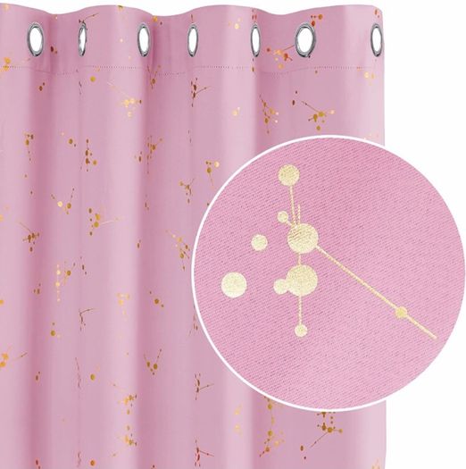 Eyelet Curtains, Blackout Curtains, Gold Constellation Printed Curtains Thermal Insulated Curtains for Bedroom (MULTIPLE COLOURS/SIZES)
