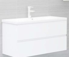 Sink Cabinet with Built-in Basin White Chipboard