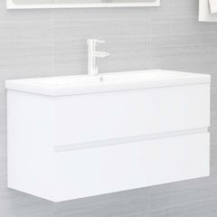 Sink Cabinet with Built-in Basin White Chipboard
