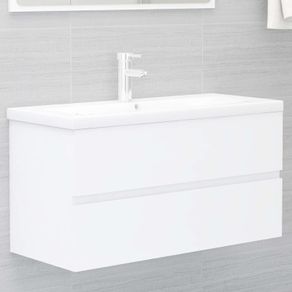 Sink Cabinet with Built-in Basin White Chipboard