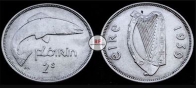 [#2249] - Ireland 1939 | Irish 2s | Irish Florin | Salmon | KM.15 | High Grade