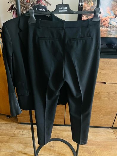 Pinko black suit with leather detail