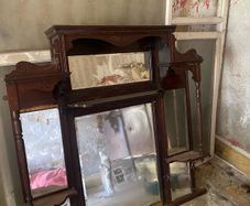 Antique Victorian / Edwardian Carved Wooden Overmantel Mirror