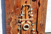 Rustic old boat wood art display