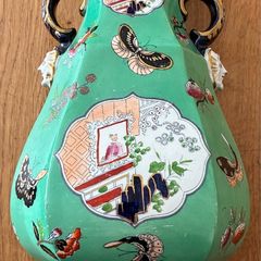 Antique Chinoiserie Hexagonal Baluster Vase