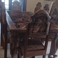 Hand carved African table and chairs with BIG 5