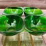 4 Stylish Vintage Vereco France Forest Green Clear Bowls with Tab Handles 1960 70s Image 7
