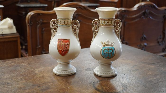 Pair of Vintage Ecclesiastical Porcelain Altar Vases