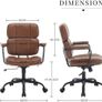 Office Chair, Ergonomic for Study, PU Leather, 360 Swivel Chair, Height-Adjustable Computer Chair for Office, Living Room, Bedroom (Brown) Image 2