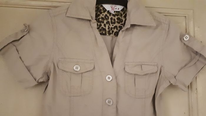 Safari themed khaki drop waist dress age 9-10