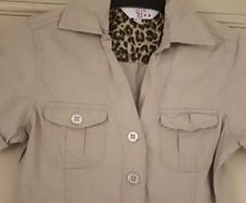 Safari themed khaki drop waist dress age 9-10
