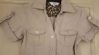 Safari themed khaki drop waist dress age 9-10